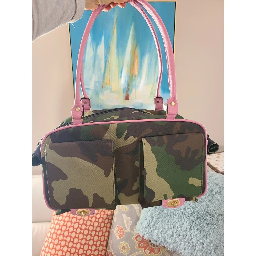 Petote Marlee Camo with Pink Stripe Pet Bag Purse Brand New W Tags